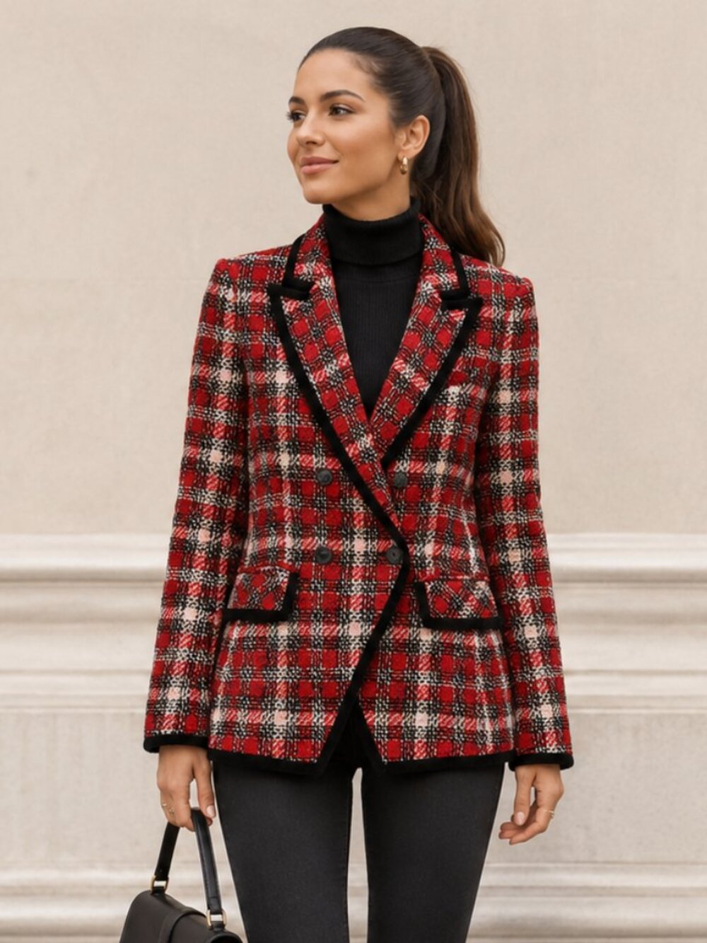 Veronica Beard Harriet Red Plaid Blazer Jacket